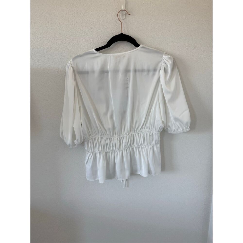 NWT WAYF Satin Tie Front Blouse, size: M - Picture 6 of 8